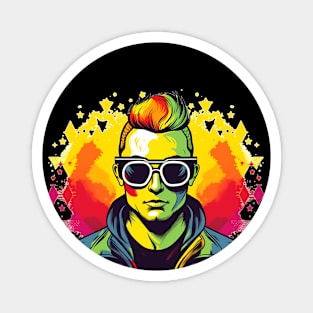 DJ Colorful Cool Retro Guy Anime Comic Style Magnet